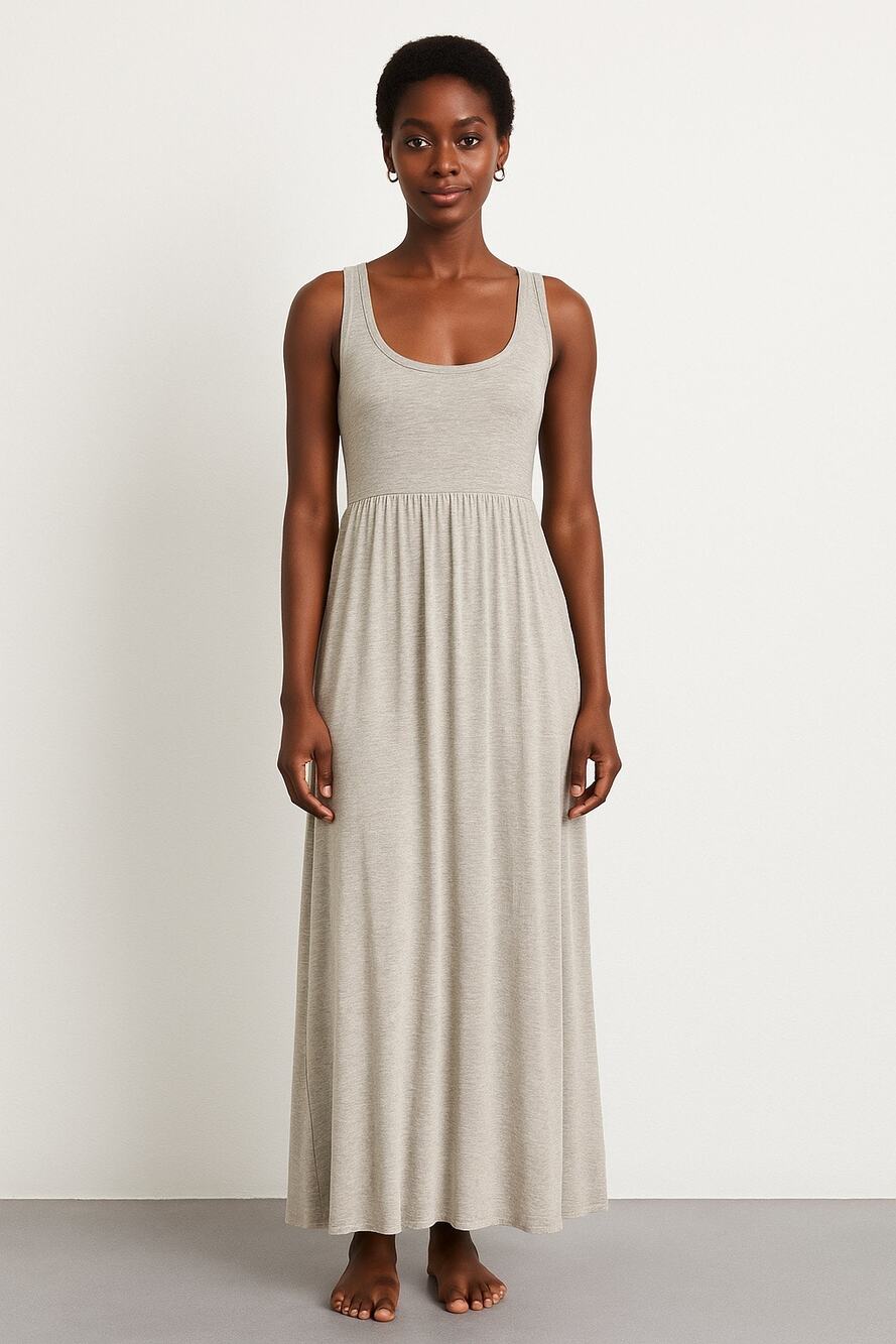 NYMPHE Light Gray Maxi Dress comfy casual racerback small resort wear beach USA